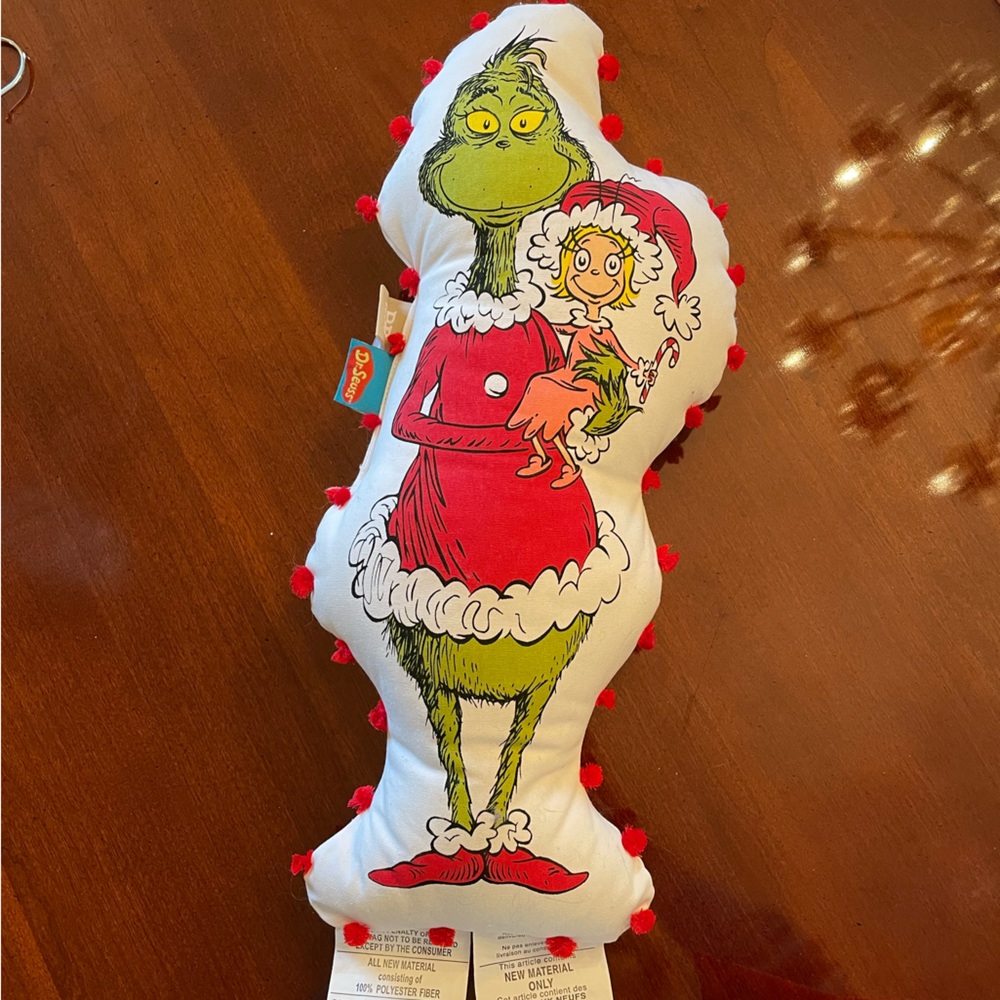 Pottery Barn Kids Grinch and Cindy Lou Who Pom Pom Christmas Pillow